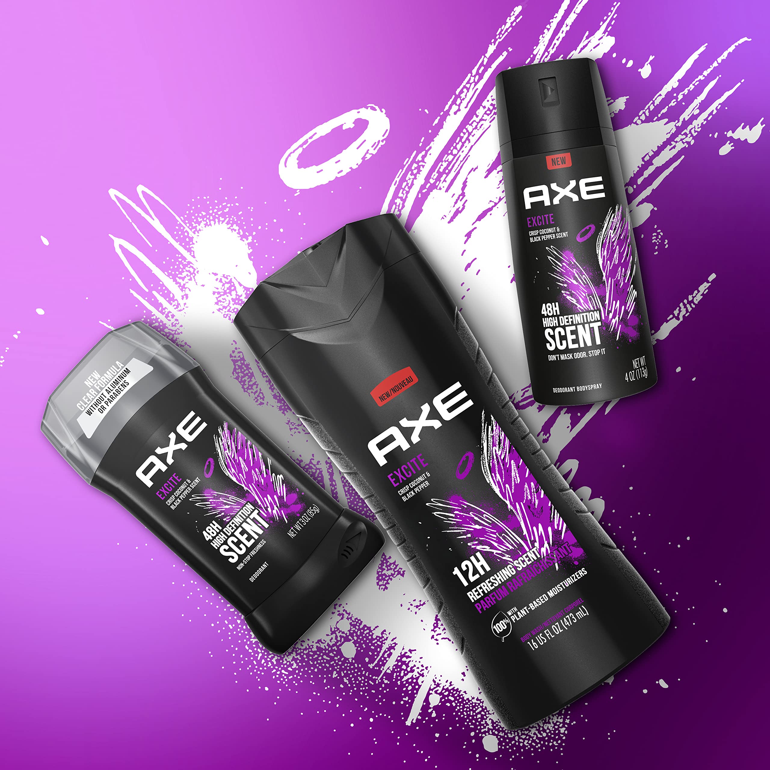 AXE Excite 12-hour freshness concept conveys long-lasting scent.