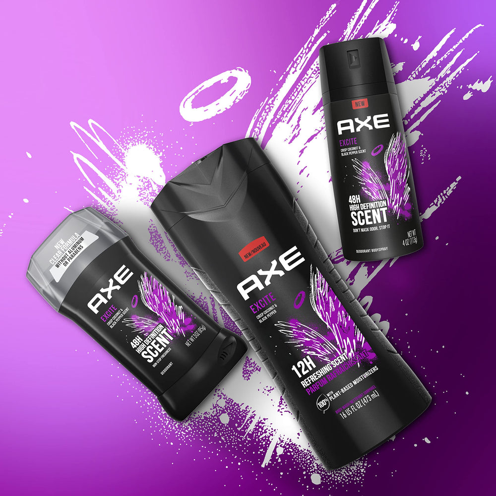 AXE Excite 12-hour freshness concept conveys long-lasting scent.