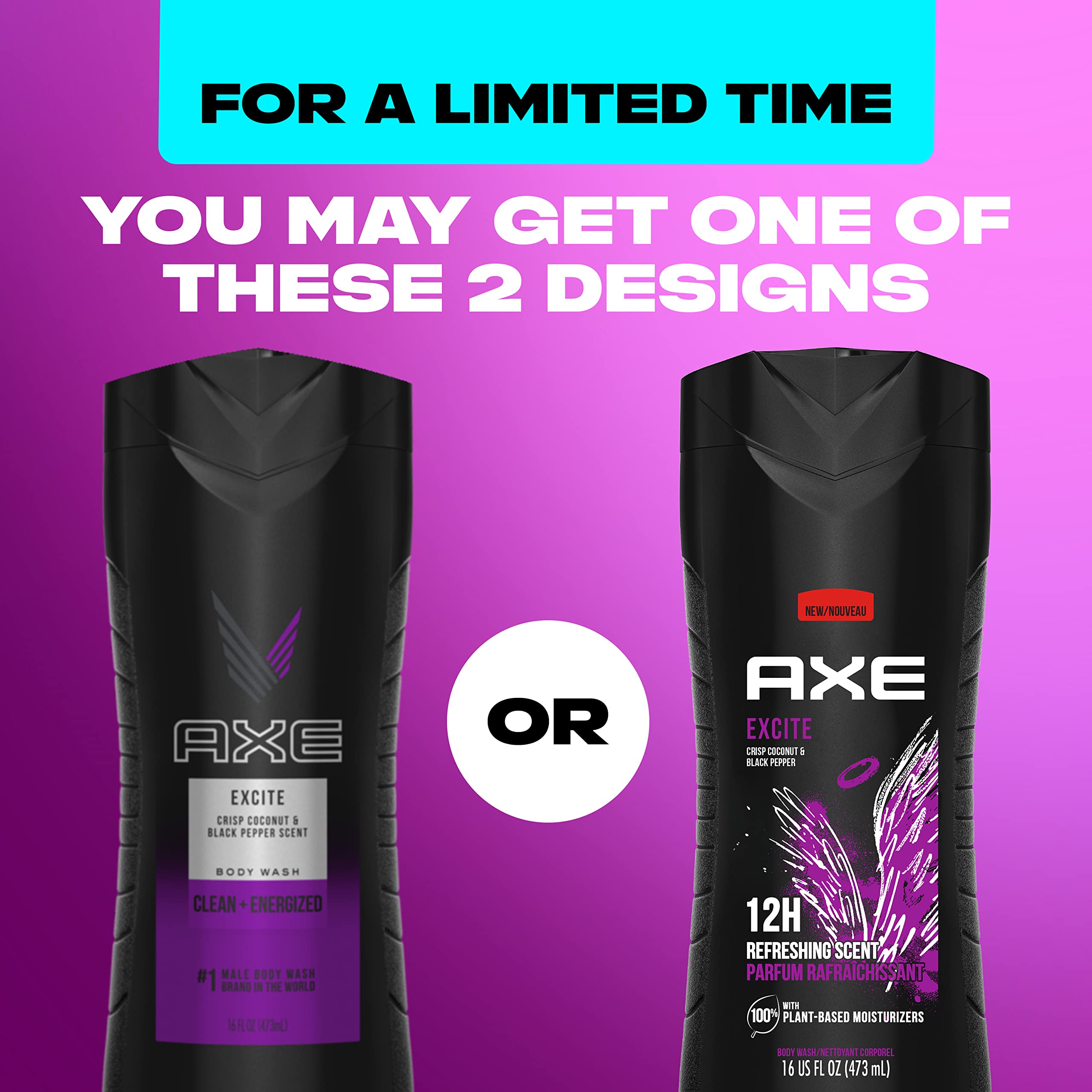 AXE Excite fragrance close-up captures notes of coconut and pepper for a bold scent.