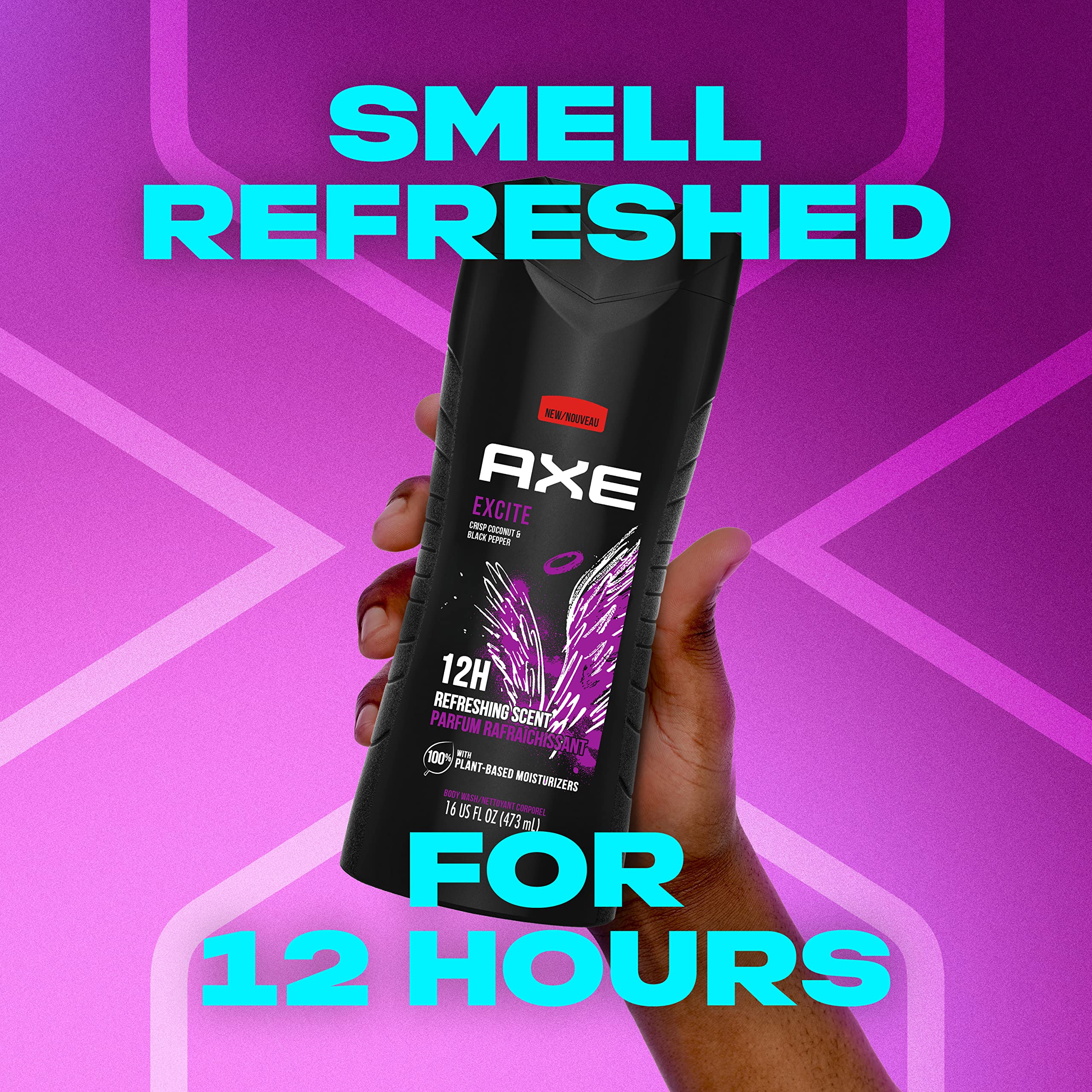 AXE Excite under shower scene showcases energy-boosting wake-up routine.