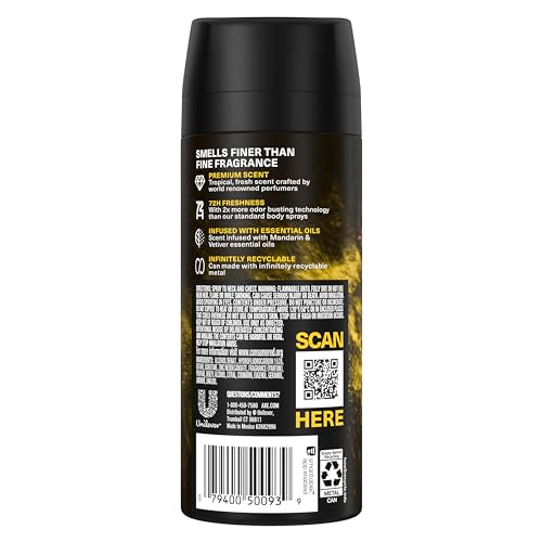 AXE Golden Mango 3-pack deodorant spray for convenient multi-day freshness.