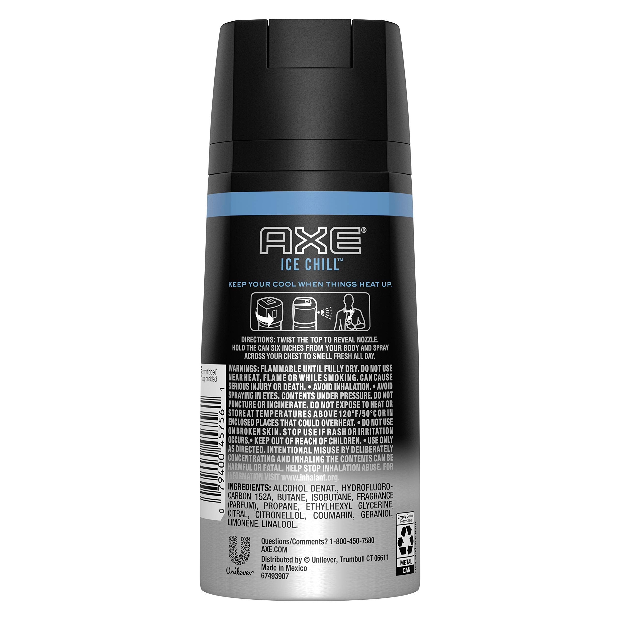 Axe Ice Chill spray nozzle delivering a cool mist for quick refresh.
