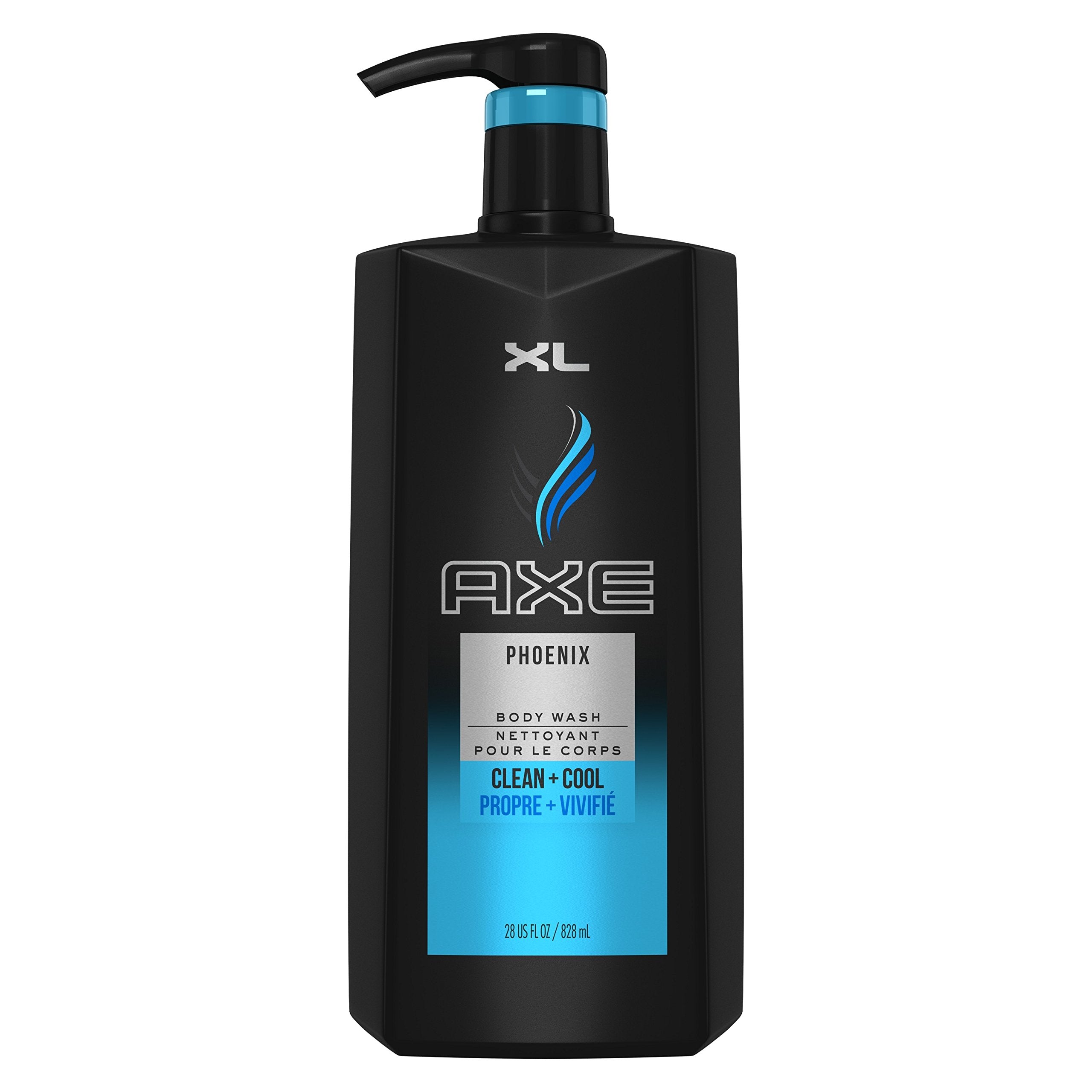 AXE Phoenix body wash bottle with pump for easy, mess-free dispensing.