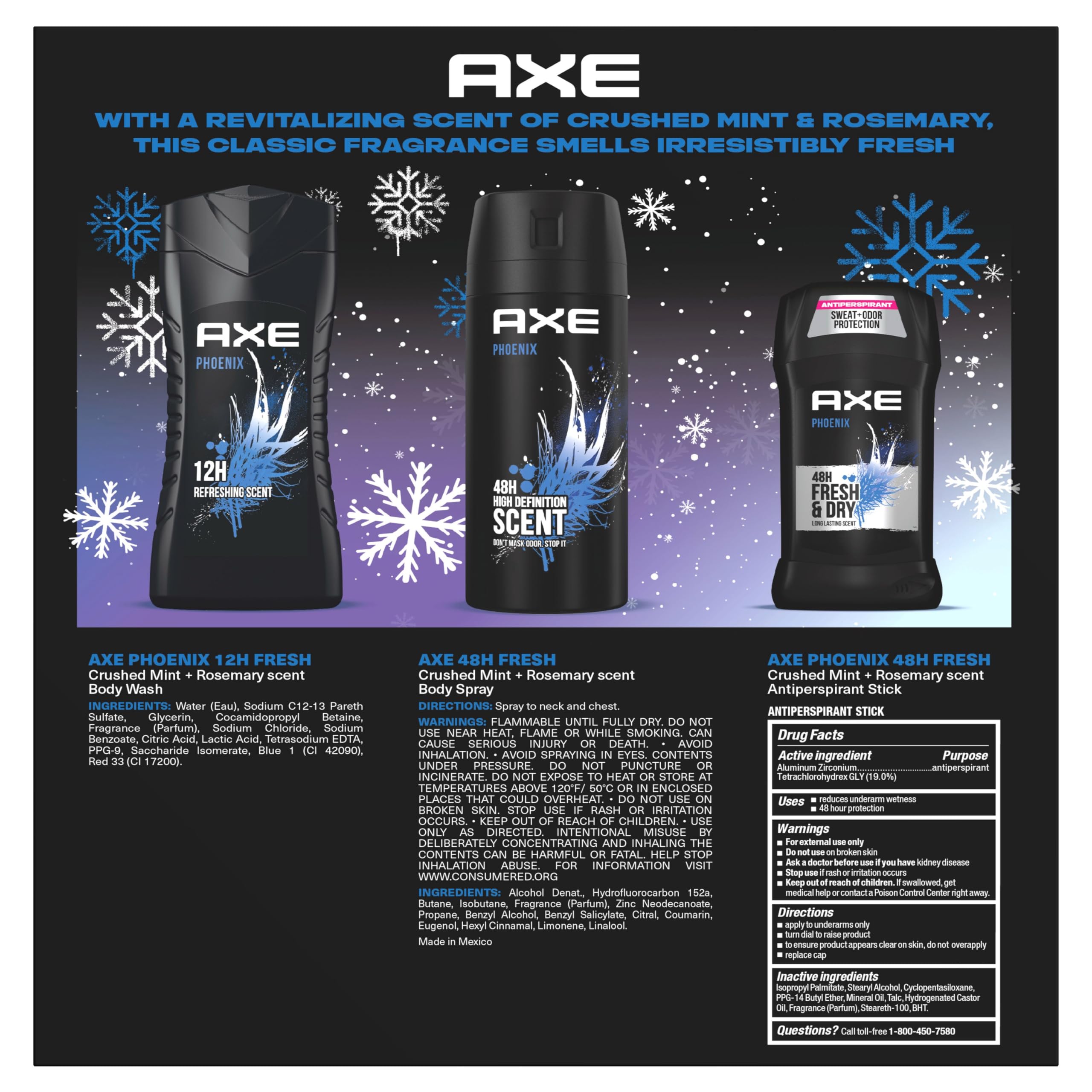 AXE Phoenix Fresh antiperspirant 2.7 oz with long-lasting protection.