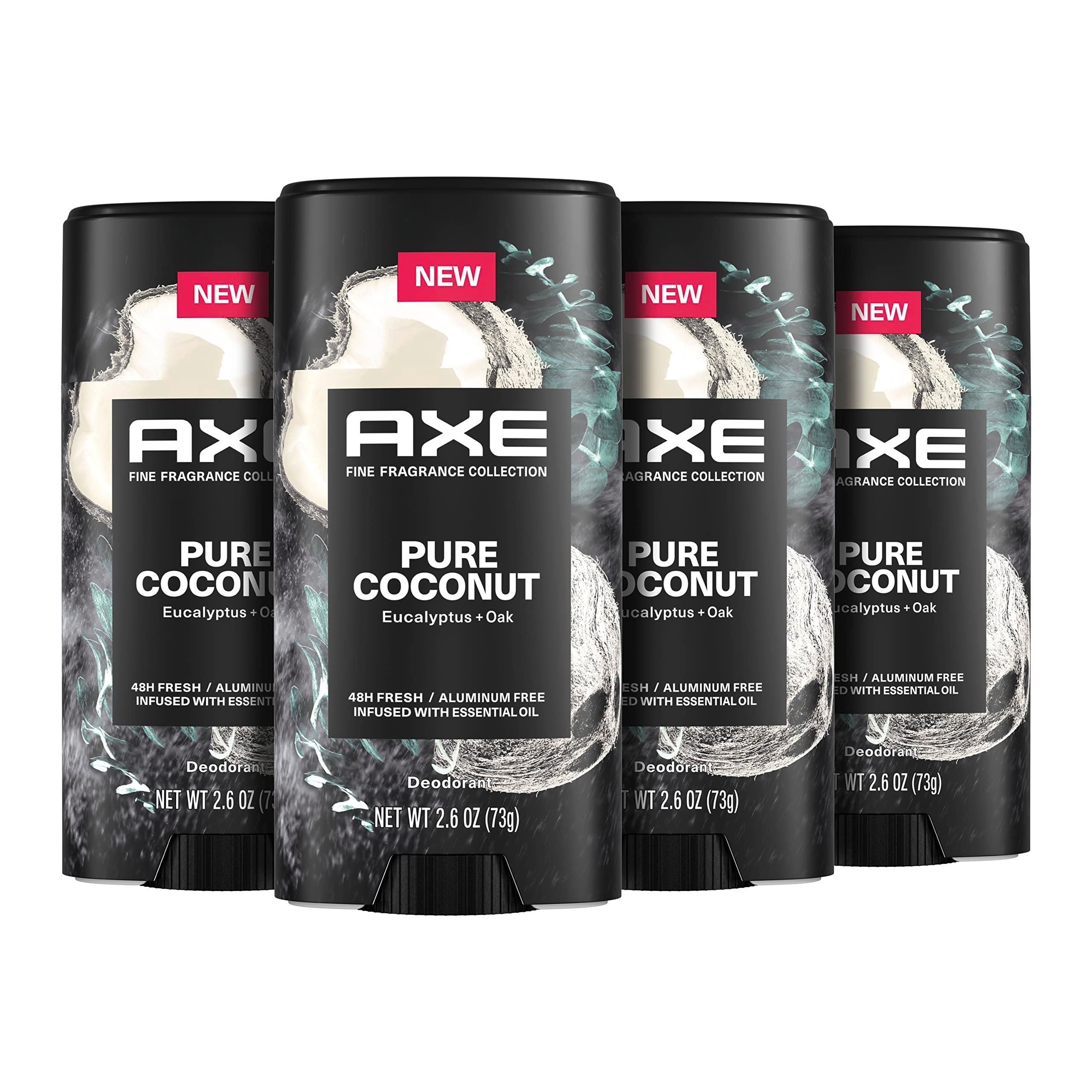 AXE Pure Coconut deodorant stick 4-pack for everyday freshness.
