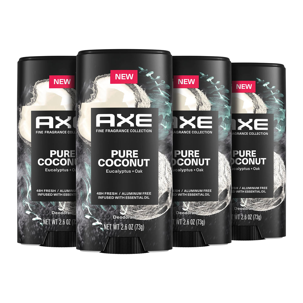 AXE Pure Coconut deodorant stick 4-pack for everyday freshness.