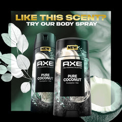 AXE Pure Coconut deodorant stick in use during a gym workout.