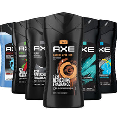 AXE men's body wash variety set with six 8.5 oz bottles for daily freshness.