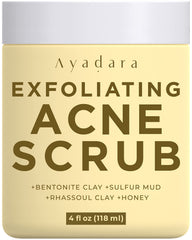 AYADARA Exfoliating Acne Scrub packaging looks premium and supports gentle daily cleansing.