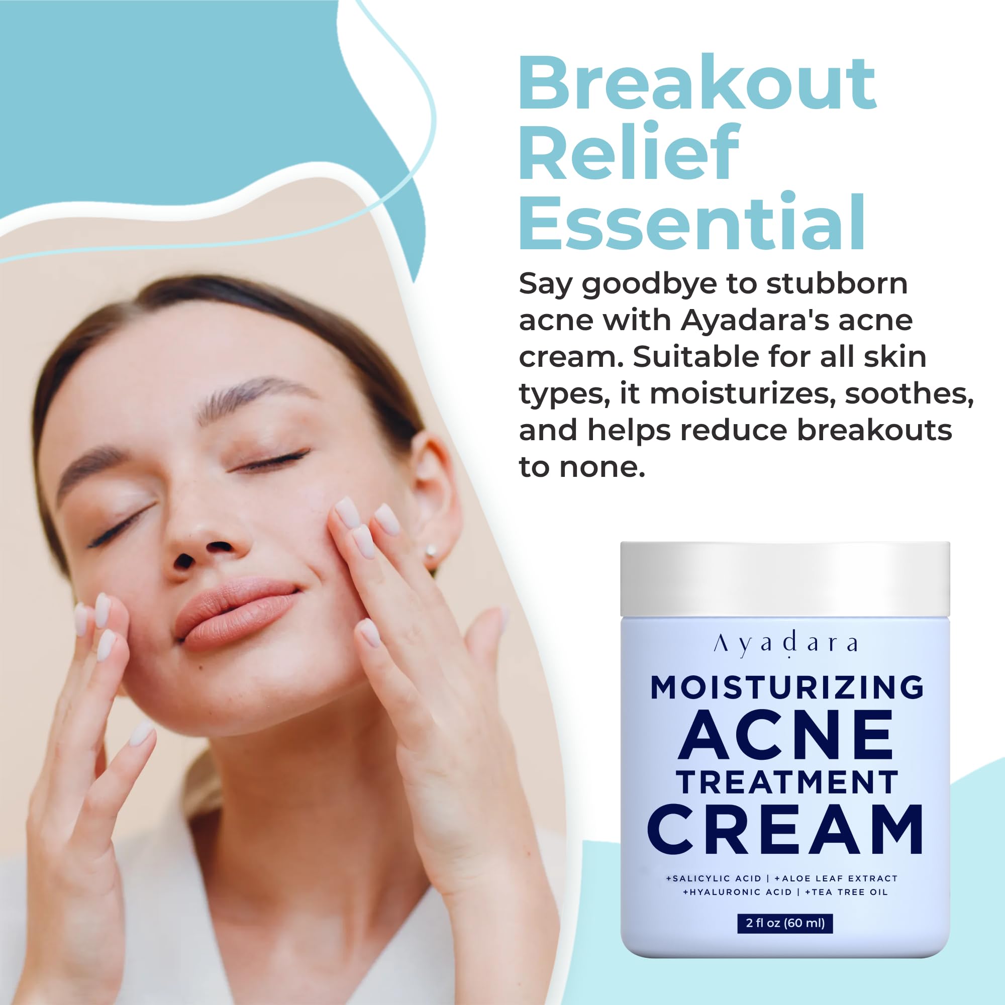AYADARA skin care application demonstrates gentle hydration without greasiness.