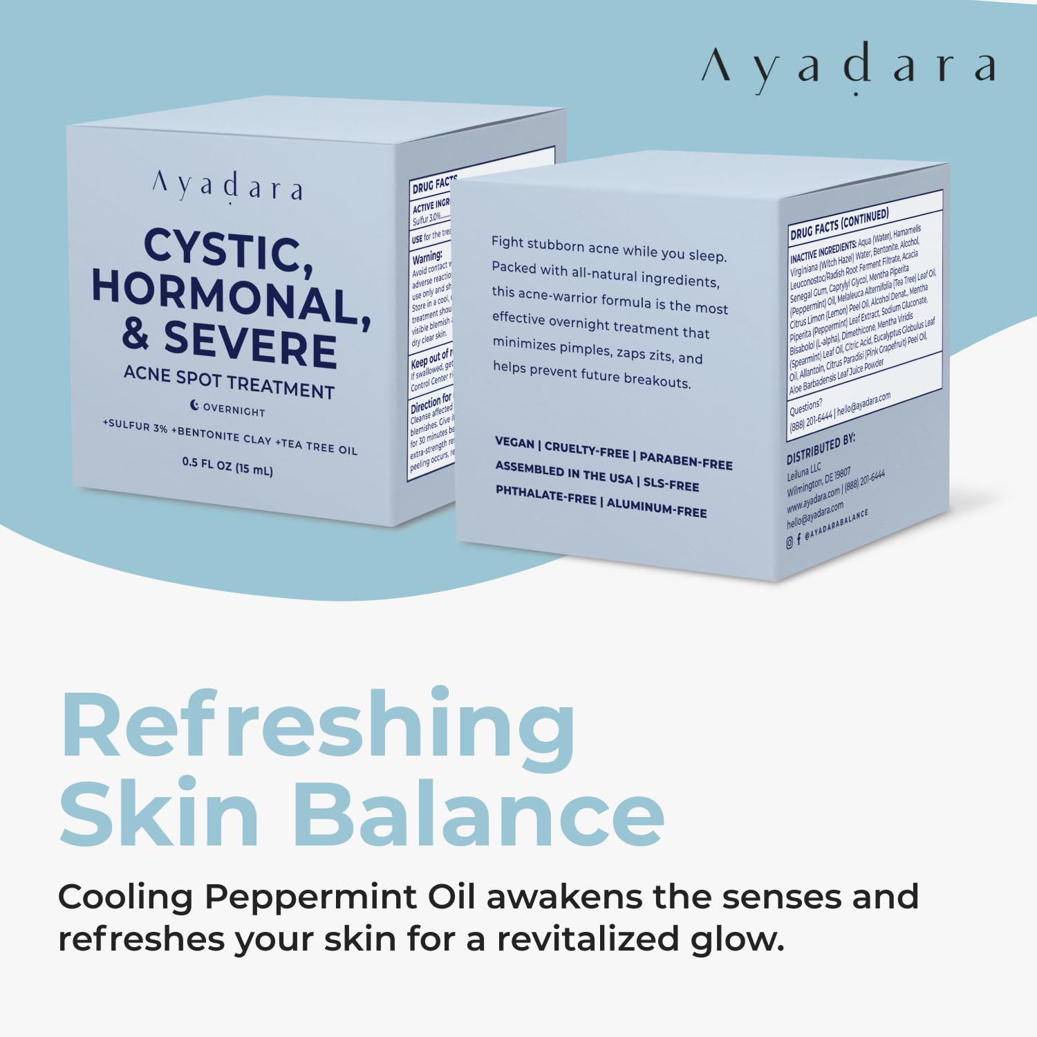 AYADARA spot cream applied to chest illustrates body acne support overnight