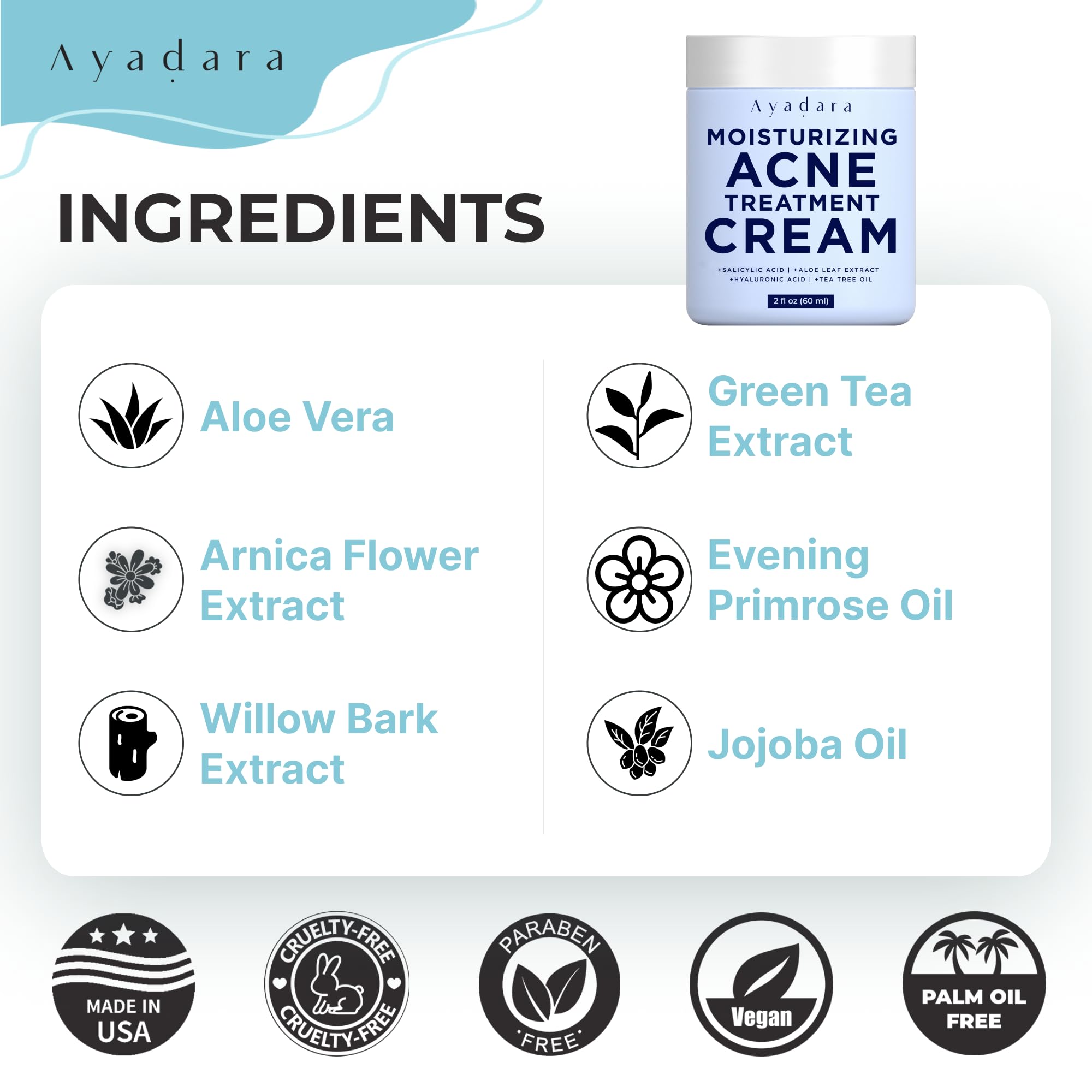 AYADARA vitamin-e and salicylic-acid nourishment supports resilient skin.