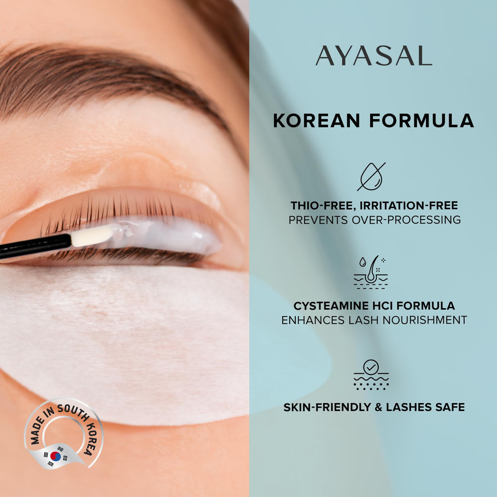 AYASAL lash lift in progress, showing a smooth curling process.