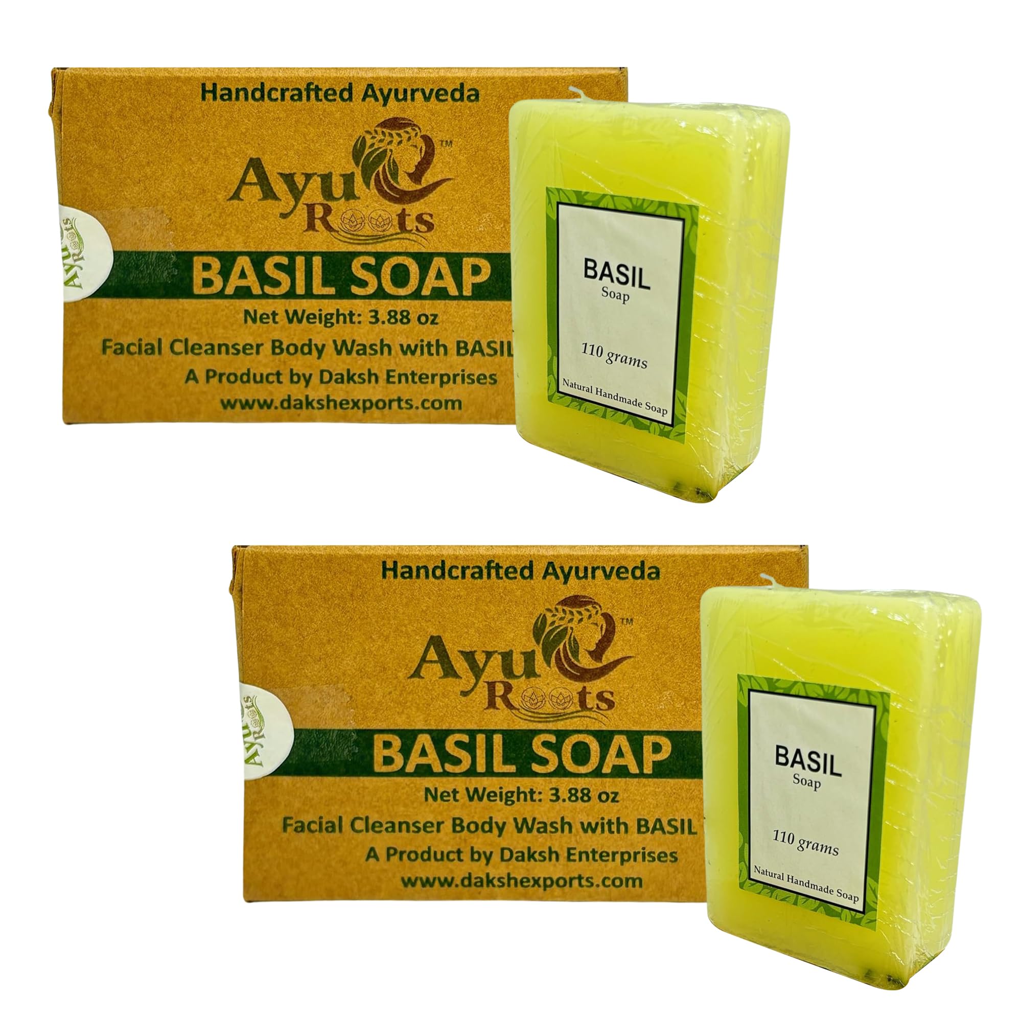 AyuRoots Basil Soap Bar — artisan handmade, offering a gentle daily cleanse for face and body.