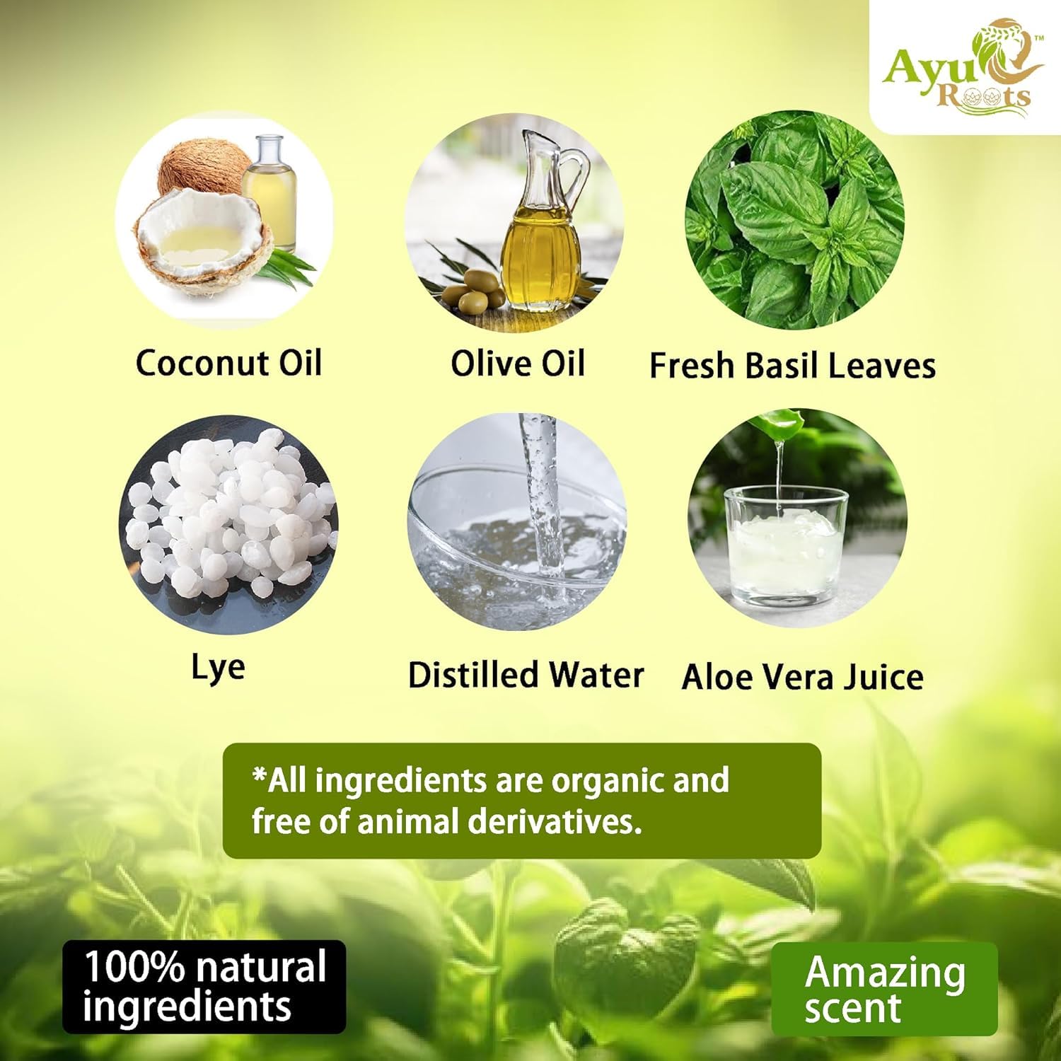 AyuRoots Basil Soap Bar — natural ingredients with basil and plant oils.