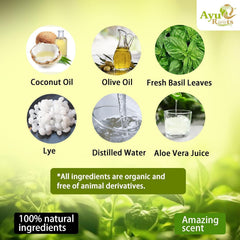 AyuRoots Basil Soap Bar — natural ingredients with basil and plant oils.