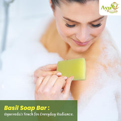 AyuRoots Basil Soap Bar — vegan formula suitable for everyday use.