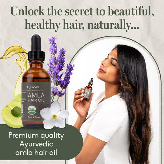 Ayuwell hair oil during scalp massage to promote smoother hair texture.