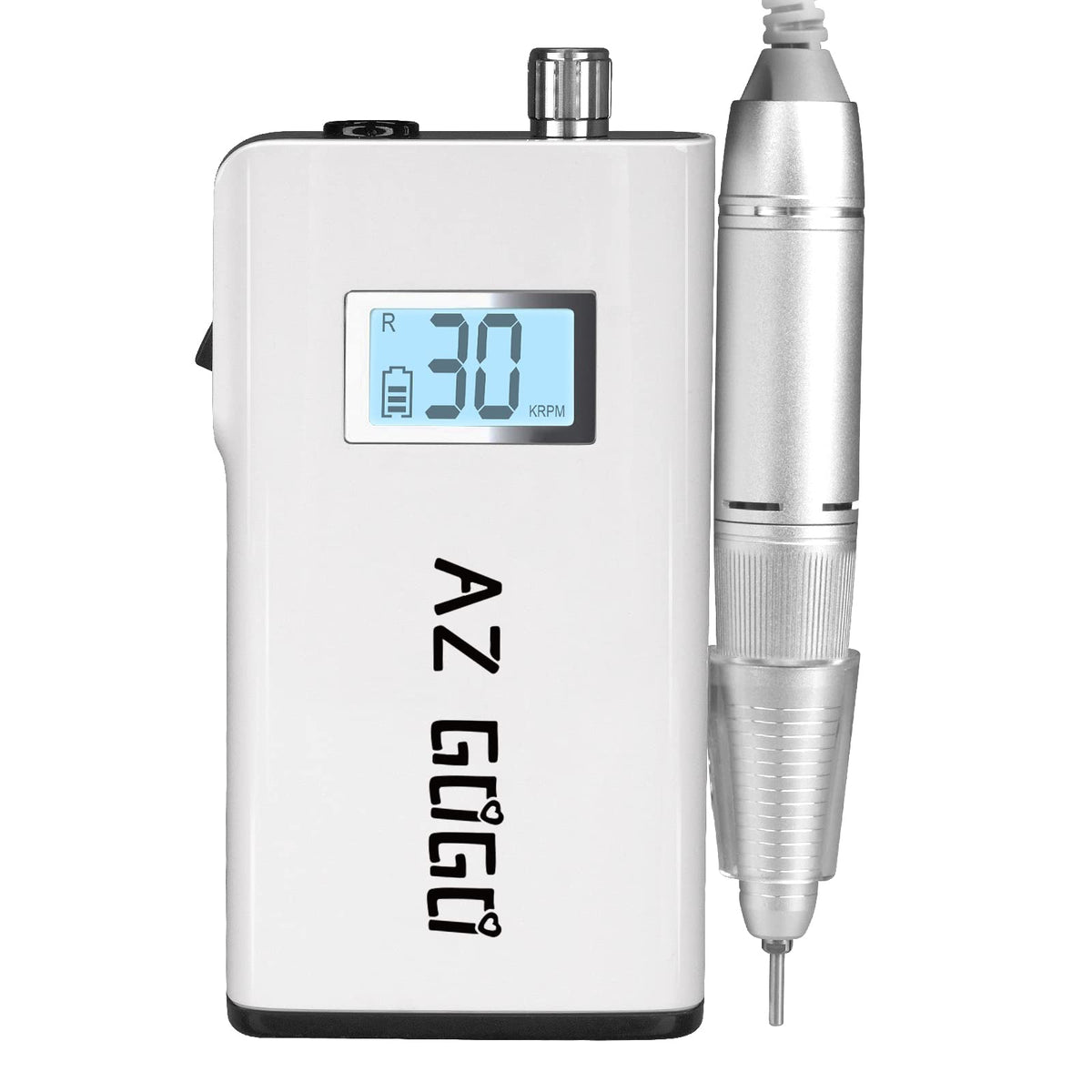 AZ GOGO nail drill machine front view, compact and easy to carry for on-the-go manicures.