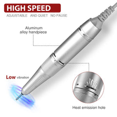 AZ GOGO nail drill machine rechargeable battery indicator, enabling planning sessions and on-site touch-ups.