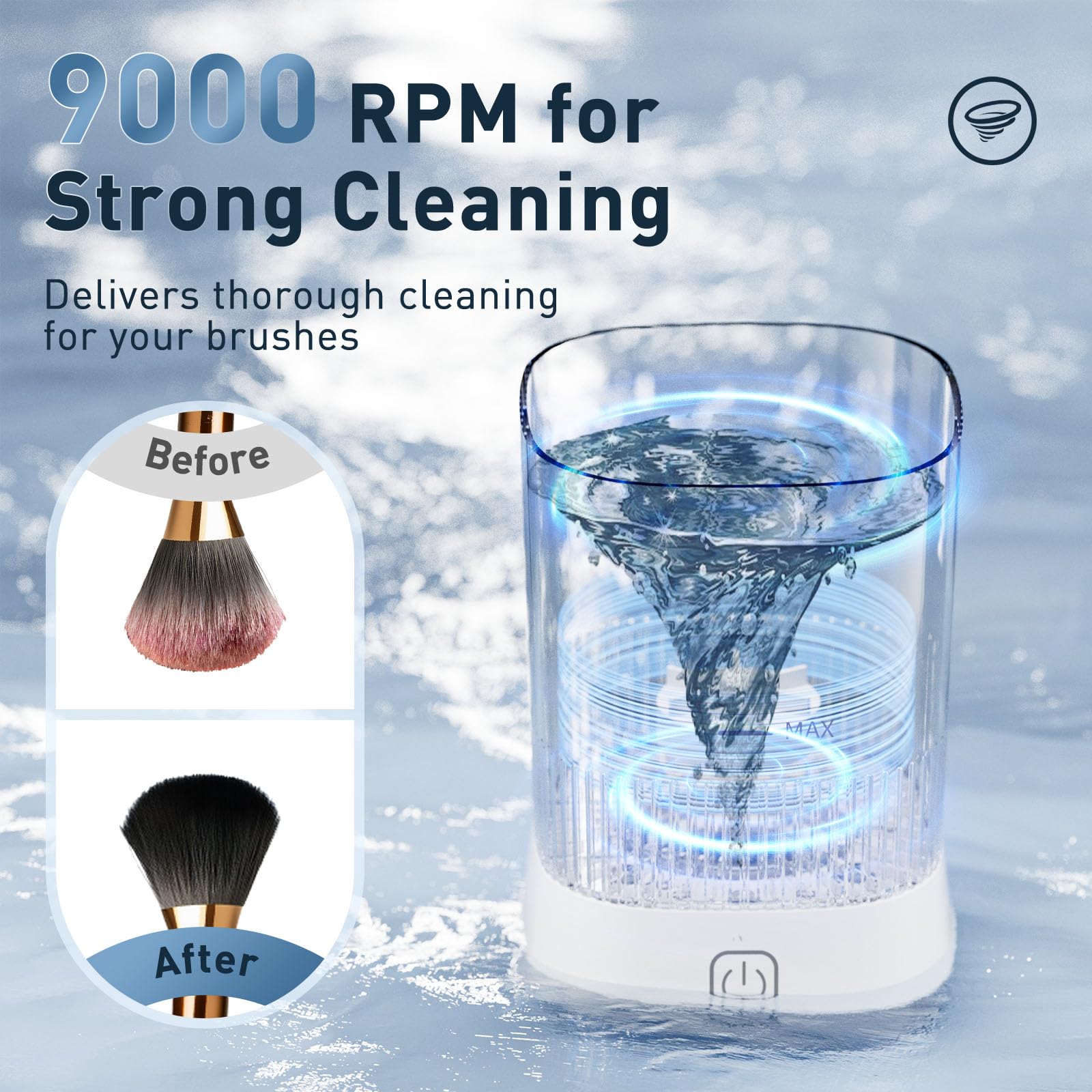 Azang Cleaner silicone holders close-up showing universal brush compatibility.