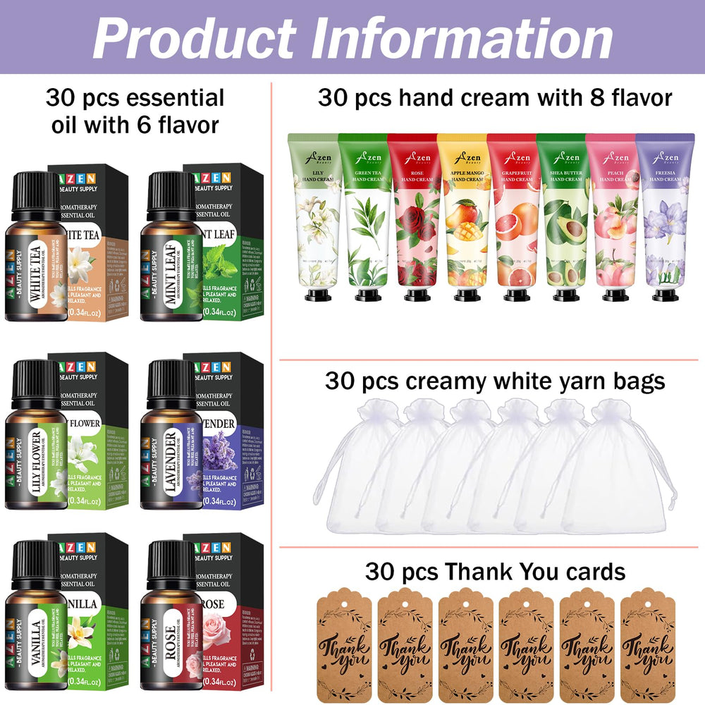 AZEN essential oils 30-set with six scents for diffuser and aroma