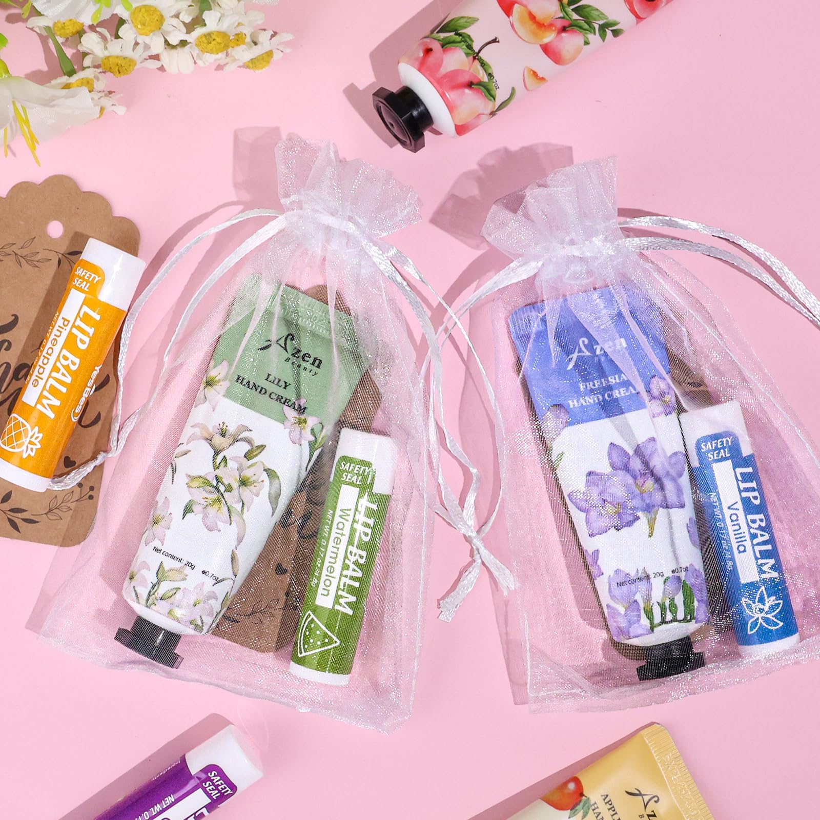 AZEN white organza gift bags for elegant wedding favors