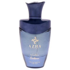Azha Sultana bottle close-up, rich floral fruity aroma on display.