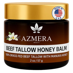Azmera Beauty beef tallow balm vanilla jar for deep hydration and skin nourishment.