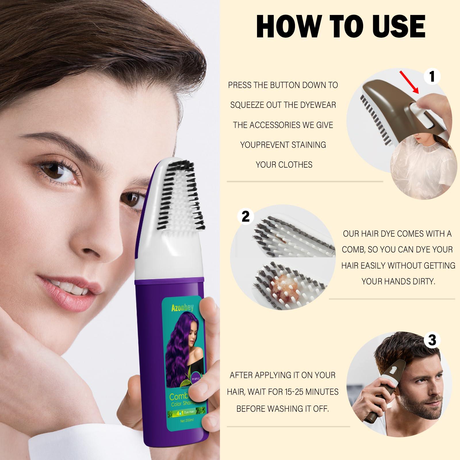 Azonbey 4-in-1 gray coverage shampoo delivers subtle natural-looking results