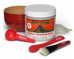 Aztec Secret Essential Indian Clay Kit packaging highlights eco-friendly materials for easy storage.