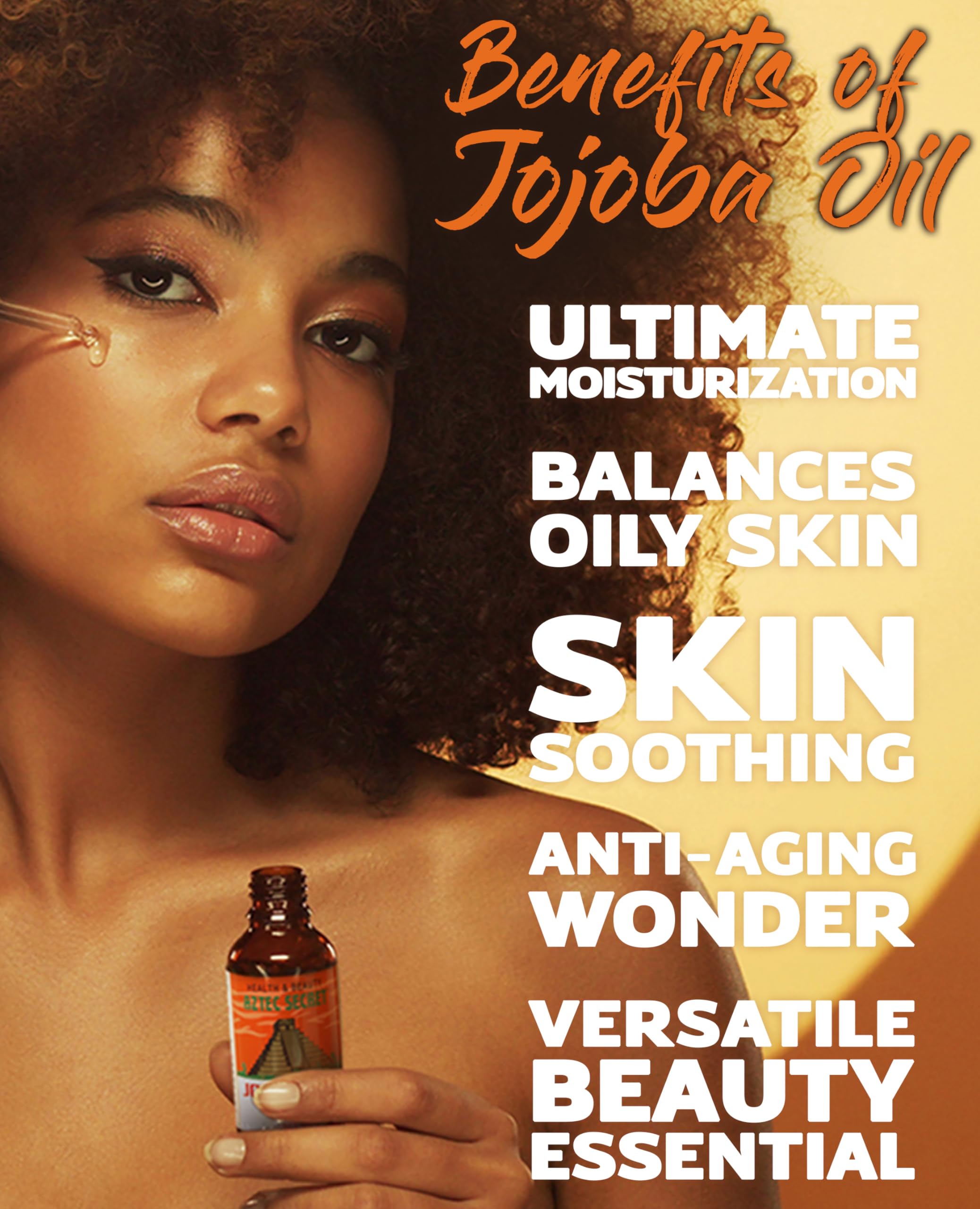 Aztec Secret Jojoba Oil hair glow promotes smoother ends and added shine.