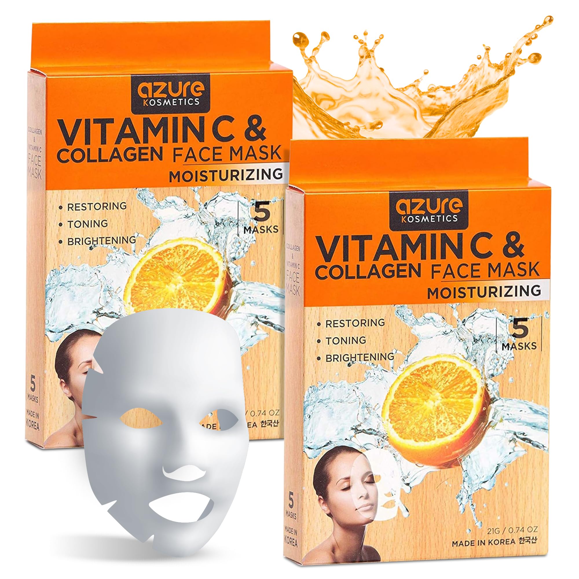 Azure Cosmetics Vitamin C & Collagen mask applied for radiant hydration