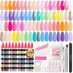 AzureBeauty 170Pcs Dip Powder Kit displayed for salon-quality nails at home.