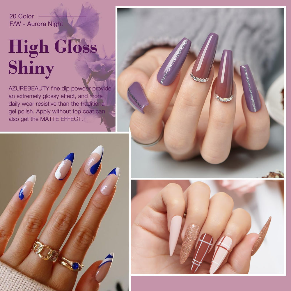 AZUREBEAUTY 20 colors display offering vibrant, long-lasting nail art
