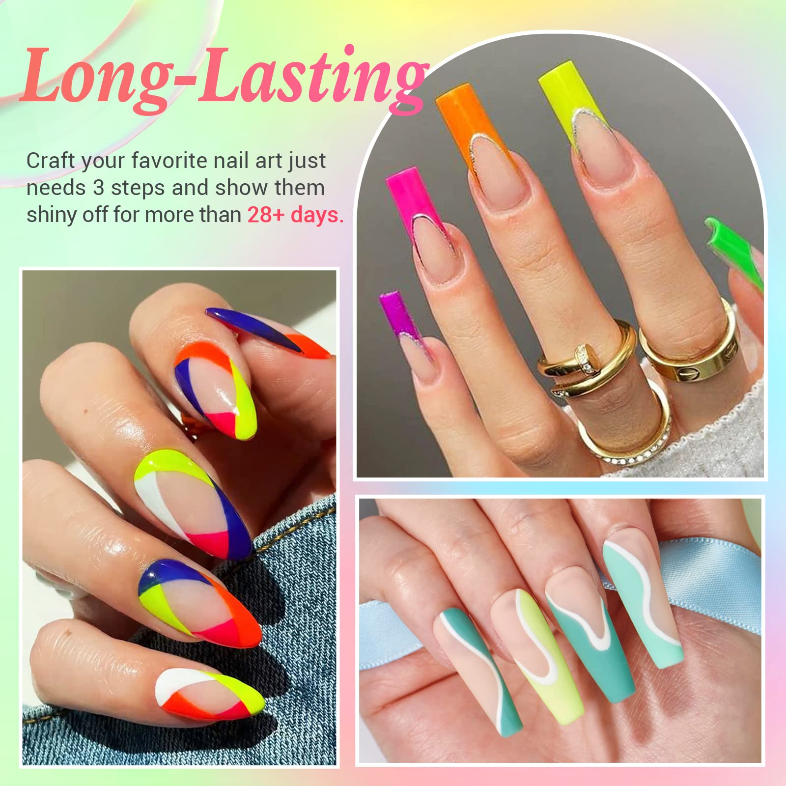 AZUREBEAUTY neon color range displayed for vibrant, long-lasting nail art