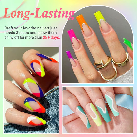 AZUREBEAUTY neon color range displayed for vibrant, long-lasting nail art