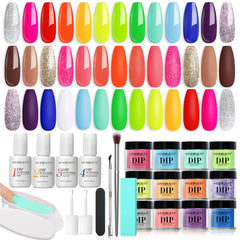 AZUREBEAUTY dip powder kit opened showing colors and tools for at-home nails