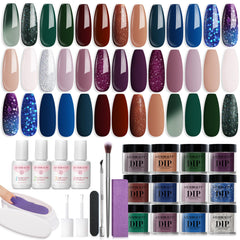 AZUREBEAUTY 31Pcs dip nails starter kit overview for at-home salon-quality nails