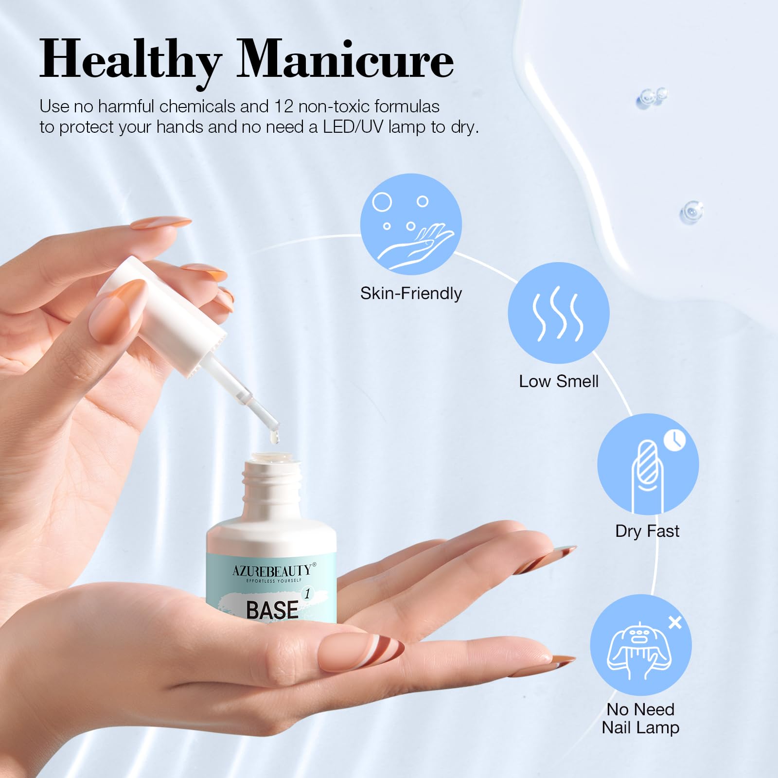 AzureBeauty Activator bottle speeds curing for quicker at-home nails.