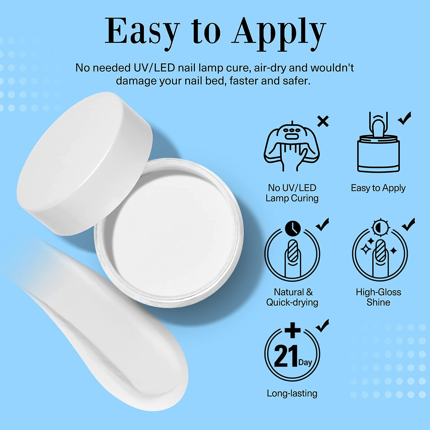 AZUREBEAUTY Bright White dip powder packaging back view communicates product details.