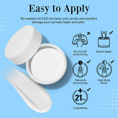 AZUREBEAUTY Bright White dip powder packaging back view communicates product details.