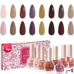 AZUREBEAUTY Brown Nude Nail Polish Set closeup shows rich pigment and smooth finish