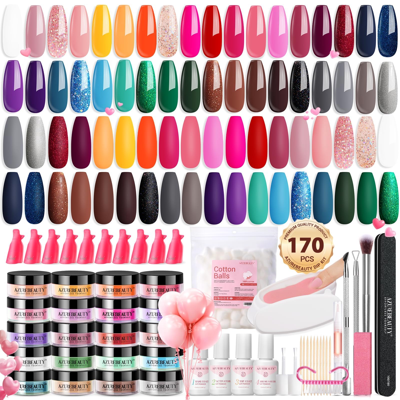 AzureBeauty Dip Nails Starter Kit with 36 powders for versatile at-home manicure