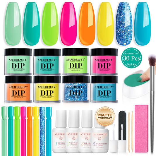 AZUREBEAUTY Dip Nails Starter Kit front view with vibrant colors for at-home manicures