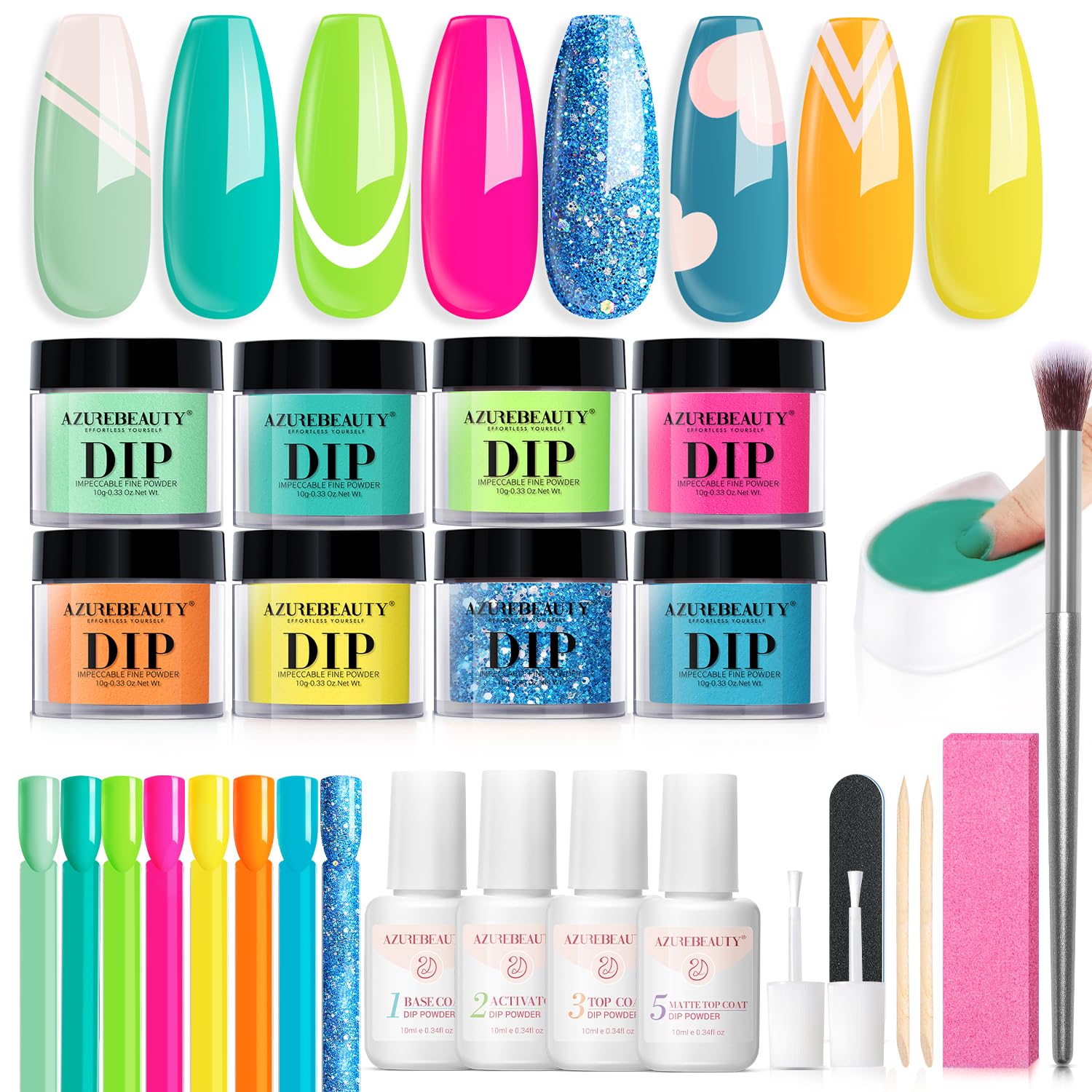 AzureBeauty Dip Nails starter kit in mermaid colors for long-lasting shine