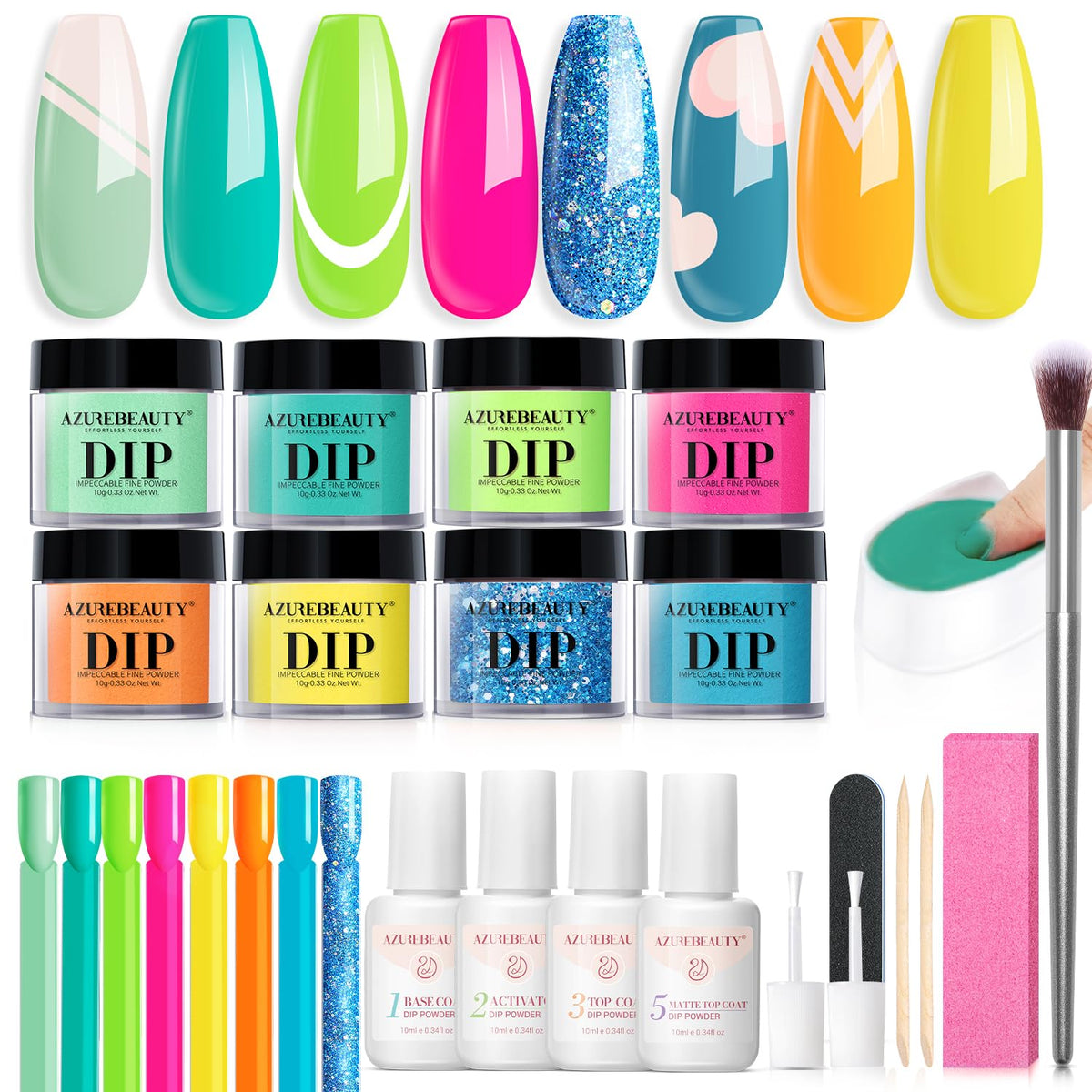 AzureBeauty Dip Nails starter kit in mermaid colors for long-lasting shine
