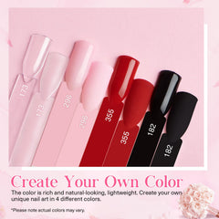 AZUREBEAUTY powder color swatches show pink, red, black, clear for versatile looks