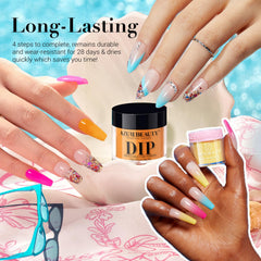 AzureBeauty dip powder color collection showing vibrant shades