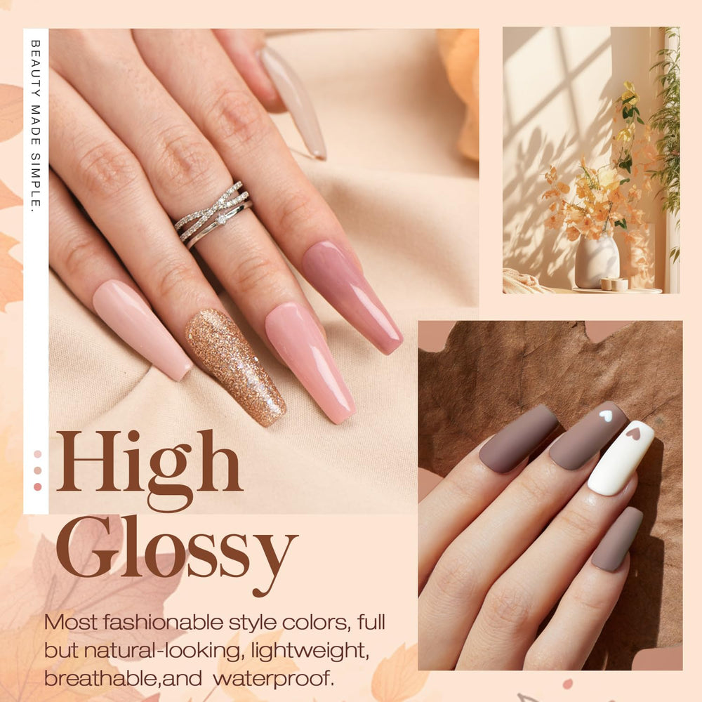 AZUREBEAUTY eight-color powder swatches for natural-looking, long-lasting nail foundations.